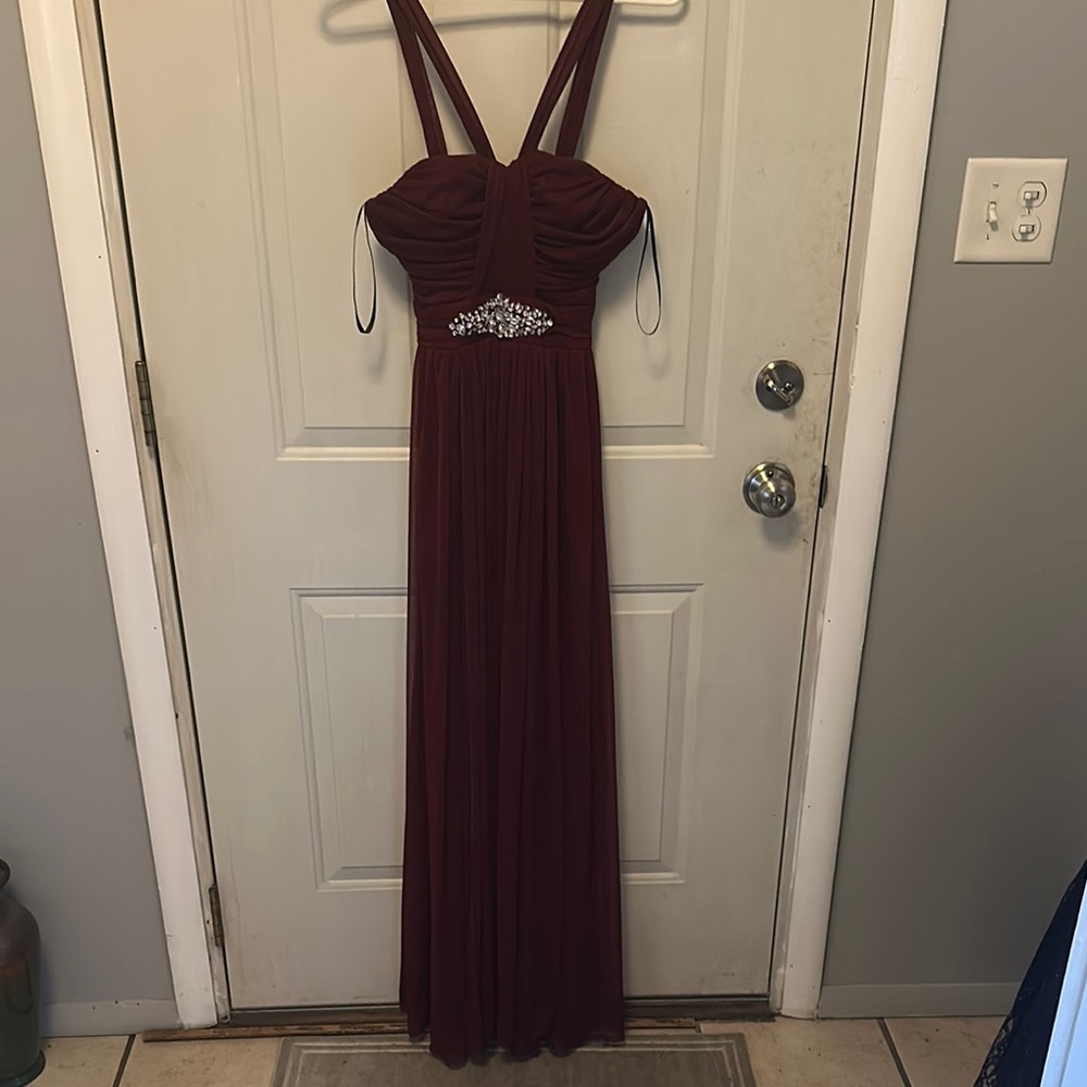Windsor Burgundy Prom Dress with Embellished Bodice